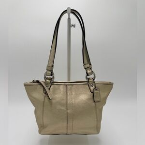 Coach Mini Tote Satchel | Turquoise Blue Interior | Y2K 42416 Metallic Gold